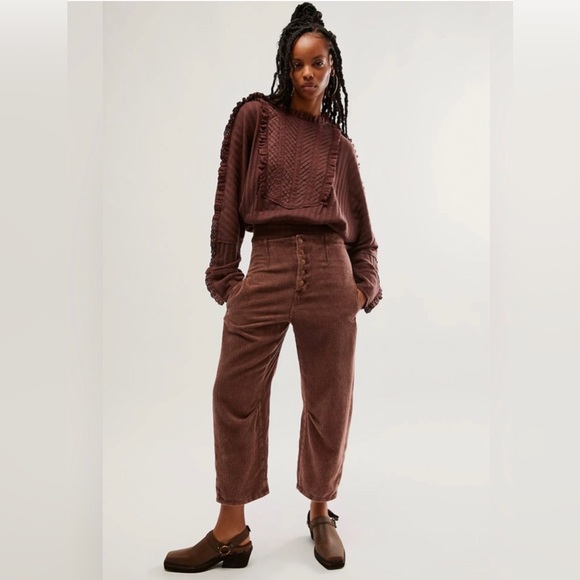 NWT Free People Romance Long Sleeve Top in Mocha - Picture 6 of 12